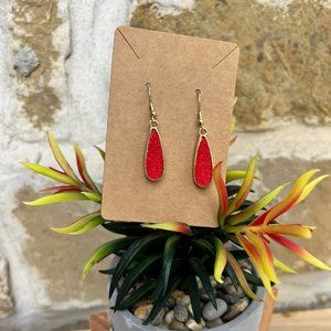 Red Teardrop Dangle Earrings